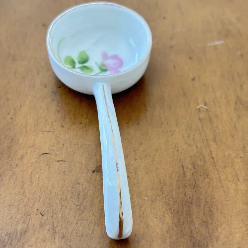 Antique Nippon Hand Painted Floral Footed Bowl w Ladle Berry Set 1900s Gold Trim